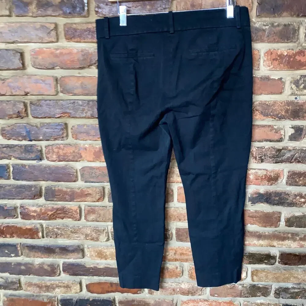 J. Crew Black Bi-Stretch Cotton Blend Camerson Slim Crop Pants Women's Size 10